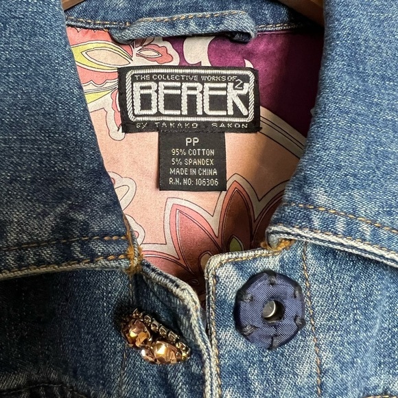 Berek 2 Bejeweled Jean Jacket By Takako Sakon Size XSmall - Picture 4 of 12